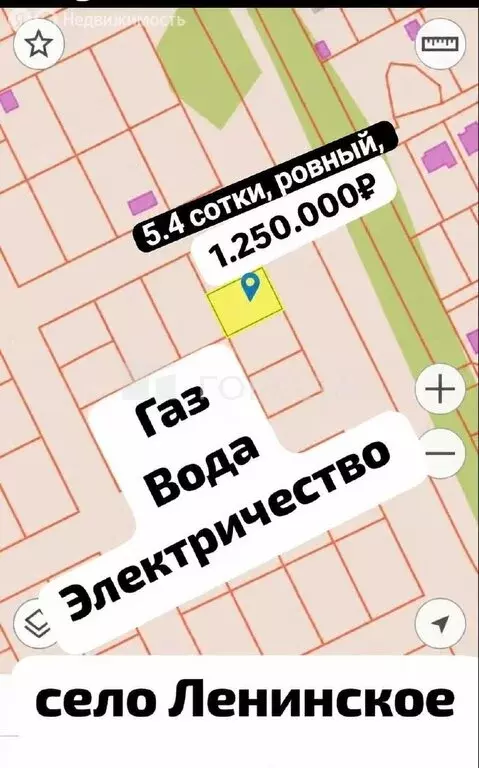 Участок в село Ленинское, территория Овощная (5.4 м) - Фото 1