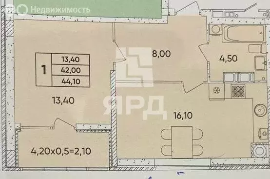 1-комнатная квартира: Ростов-на-Дону, пр. 40-летия Победы (44 м) - Фото 1