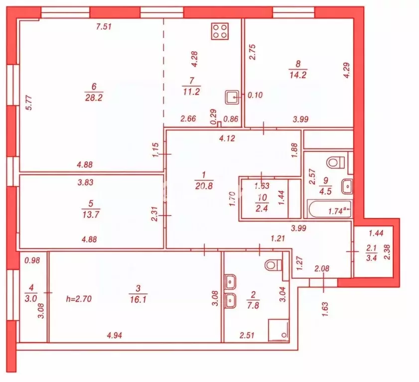 4-к кв. Башкортостан, Уфа ул. Бехтерева, 6 (124.1 м) - Фото 2