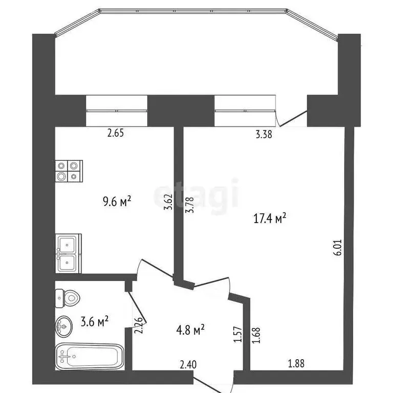 1-комнатная квартира: Тюмень, Западносибирская улица, 10 (35.4 м) - Фото 1