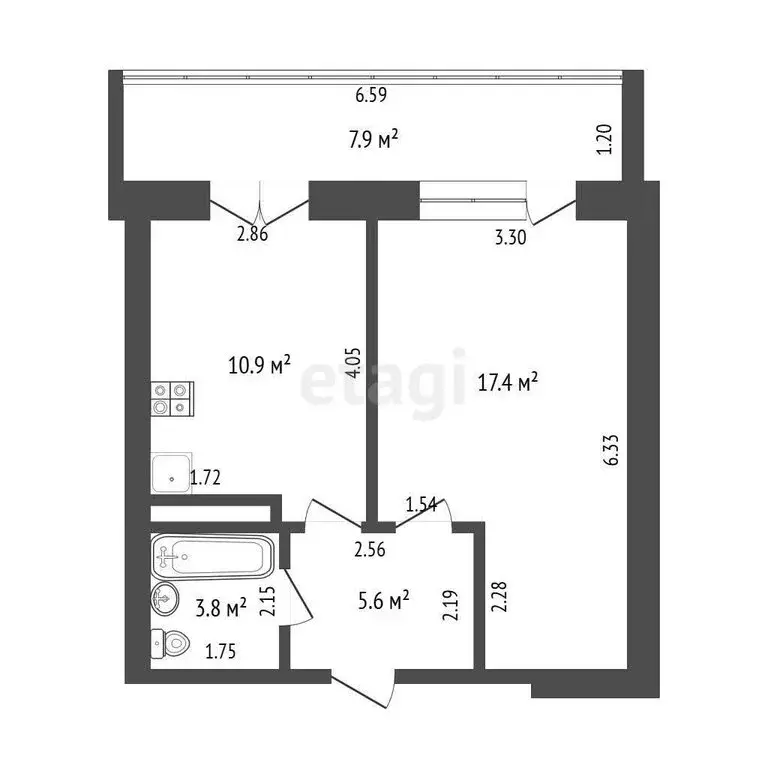 1-комнатная квартира: Тюмень, улица Ю.-Р.Г. Эрвье, 14к1 (40.1 м) - Фото 0