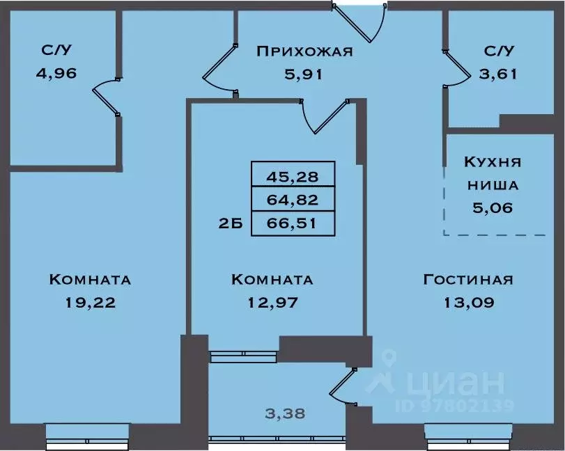 2-к кв. Ханты-Мансийский АО, Сургут Игоря Киртбая ул., 1А (66.51 м) - Фото 0