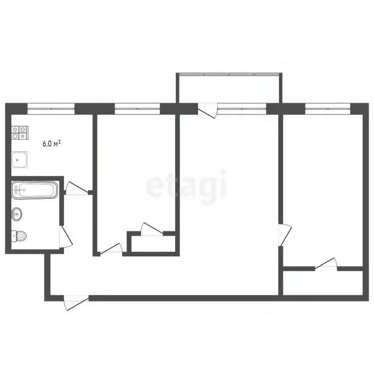 3-к кв. Московская область, Электросталь ул. Пушкина, 25 (55.9 м) - Фото 2