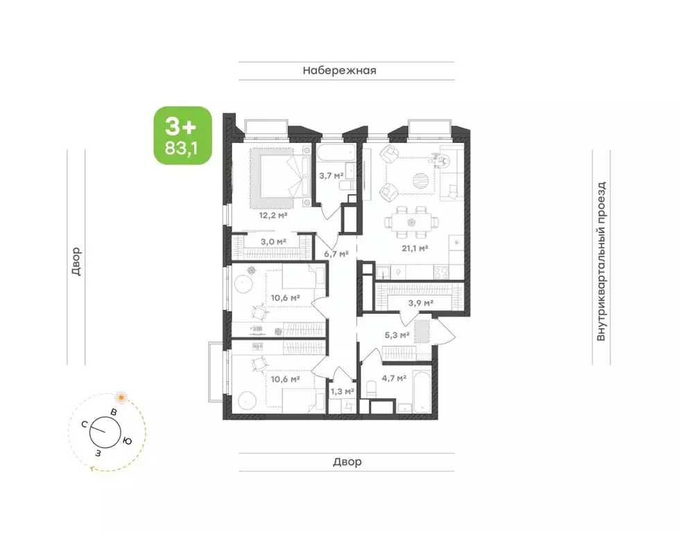 3-к кв. Свердловская область, Екатеринбург Уктус жилрайон, Cемейный ... - Фото 1
