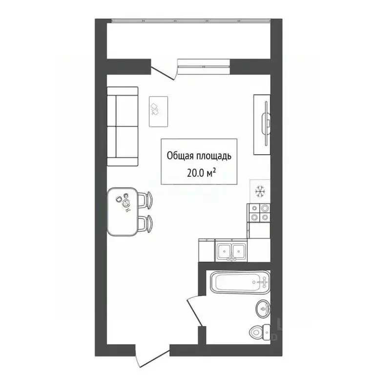 Студия Новосибирская область, Бердск ул. Ключевая, 59/1 (20.0 м) - Фото 2