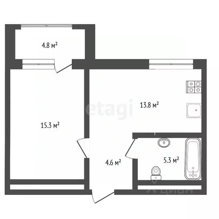 1-к кв. Тюменская область, Тюмень ул. Муравленко, 9к1 (38.6 м) - Фото 1
