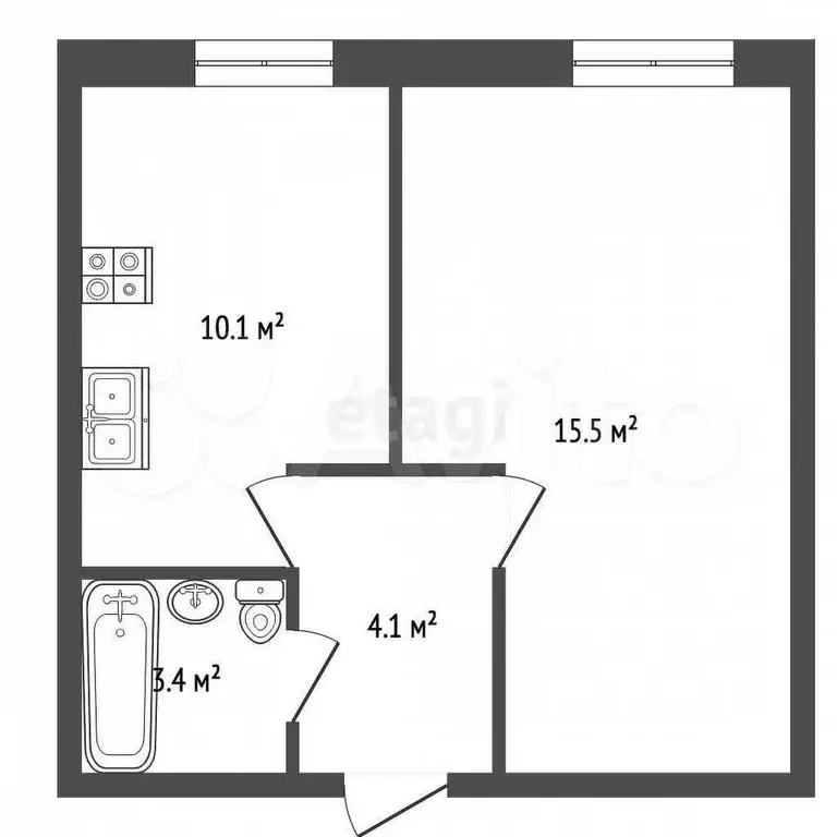 1-к. квартира, 33,1 м, 4/9 эт. - Фото 0