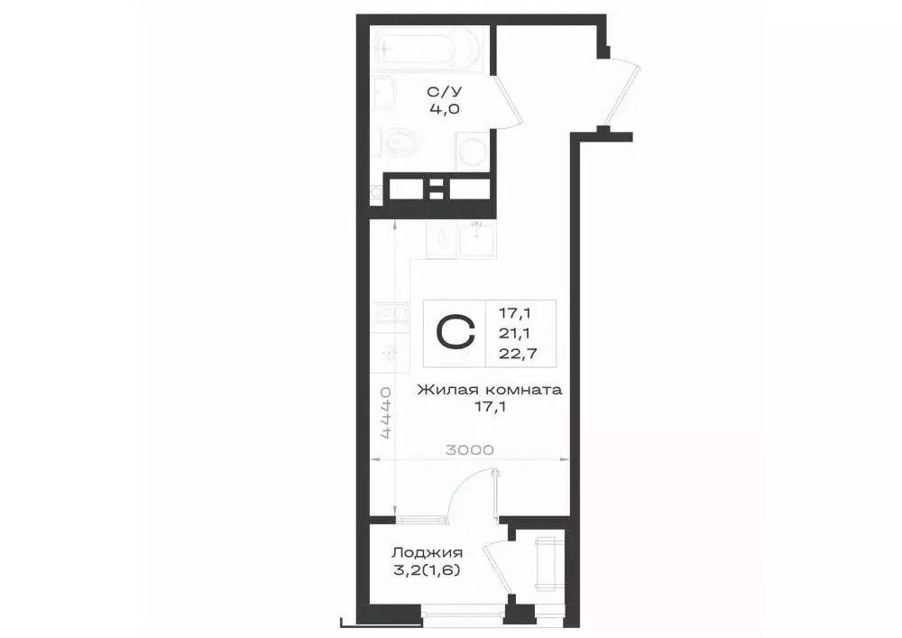 Студия Ставропольский край, Железноводск ул. 11-я Линия, 5 (22.7 м) - Фото 1