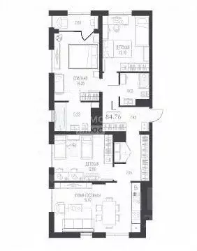 3-к кв. Курская область, Курск ул. Чехова, 3 (81.3 м) - Фото 1