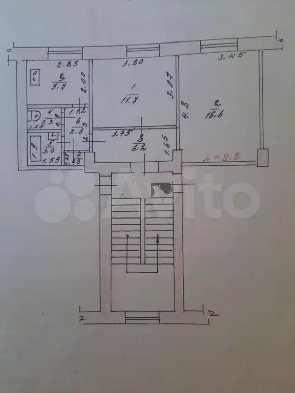 2-к. квартира, 48 м, 4/4 эт. - Фото 0