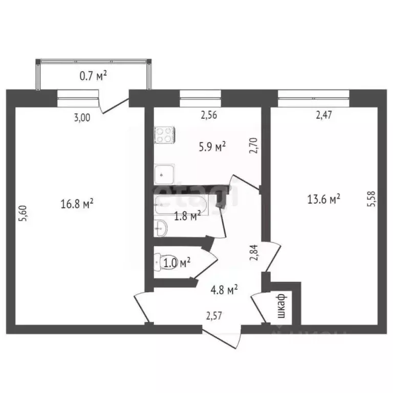 2-к кв. Башкортостан, Стерлитамакский район, с. Наумовка Студенческая ... - Фото 2