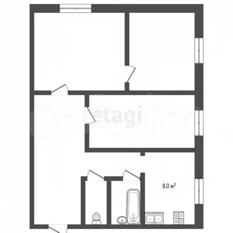 3-к. квартира, 51,7 м, 4/5 эт. - Фото 0