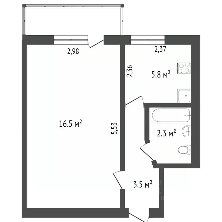 1-к кв. Севастополь ул. Льва Толстого, 40 (29.8 м) - Фото 1