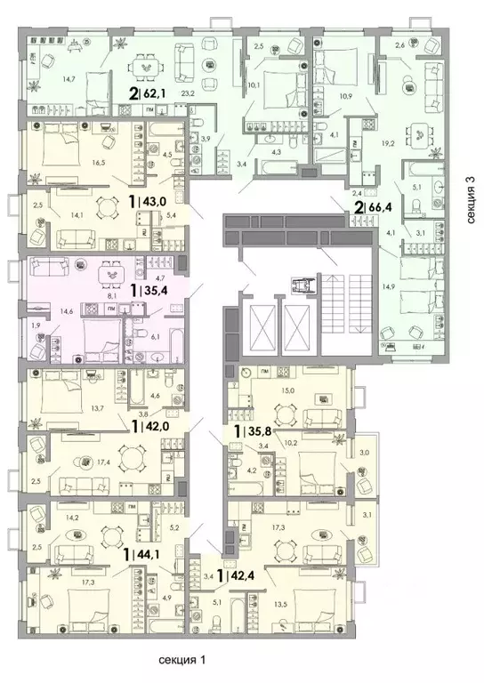 2-к кв. Владимирская область, Владимир Уно жилой комплекс (66.4 м) - Фото 2