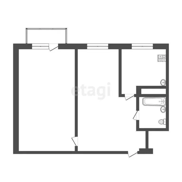 2-комнатная квартира: Томск, Трамвайная улица, 1 (43.3 м) - Фото 1