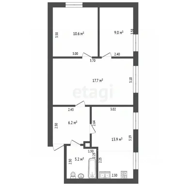 3-к кв. Крым, Евпатория ул. Некрасова, 63 (62.8 м) - Фото 2
