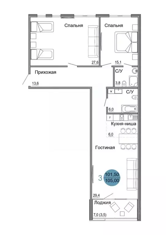 3-к кв. Крым, Керчь Белый город жилой комплекс (105.0 м) - Фото 0