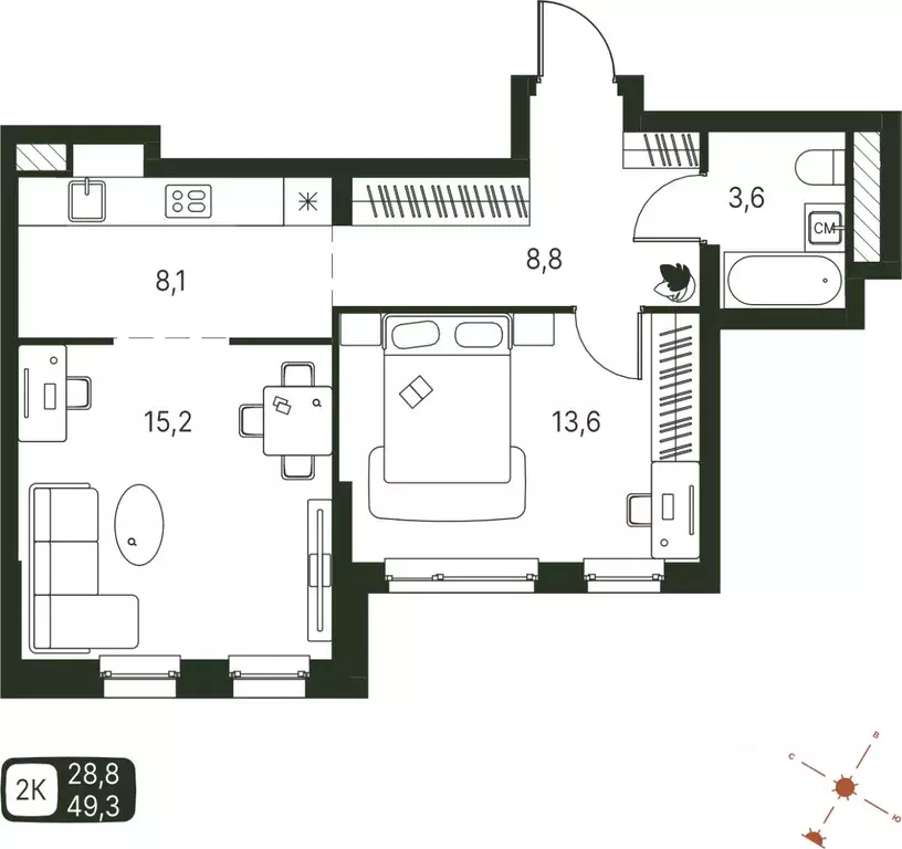 Студия Пермский край, Пермь ул. Серебристая, 1 (49.3 м) - Фото 1