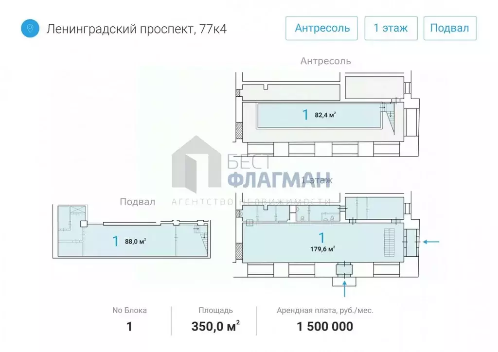 Торговая площадь в Москва Ленинградский просп., 77К4 (350 м) - Фото 2