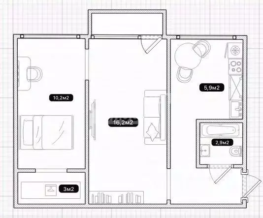 2-к кв. Омская область, Омск Городок Нефтяников мкр, ул. 1-я ... - Фото 2