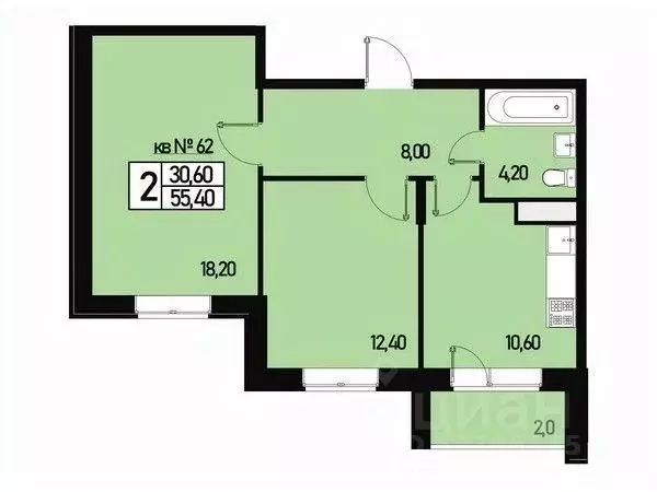 2-к кв. Москва ул. Генерала Донскова, 27к1 (53.0 м) - Фото 0