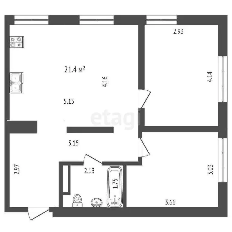 2-комнатная квартира: Тюмень, улица Анатолия Клиндюка, 6 (57.5 м) - Фото 1