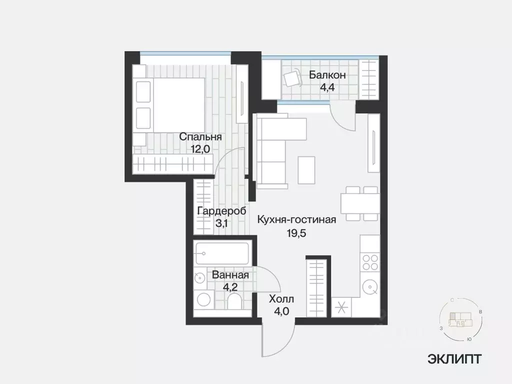 1-к кв. Тюменская область, Тюмень ул. Игоря Комиссарова, 9 (45.03 м) - Фото 0