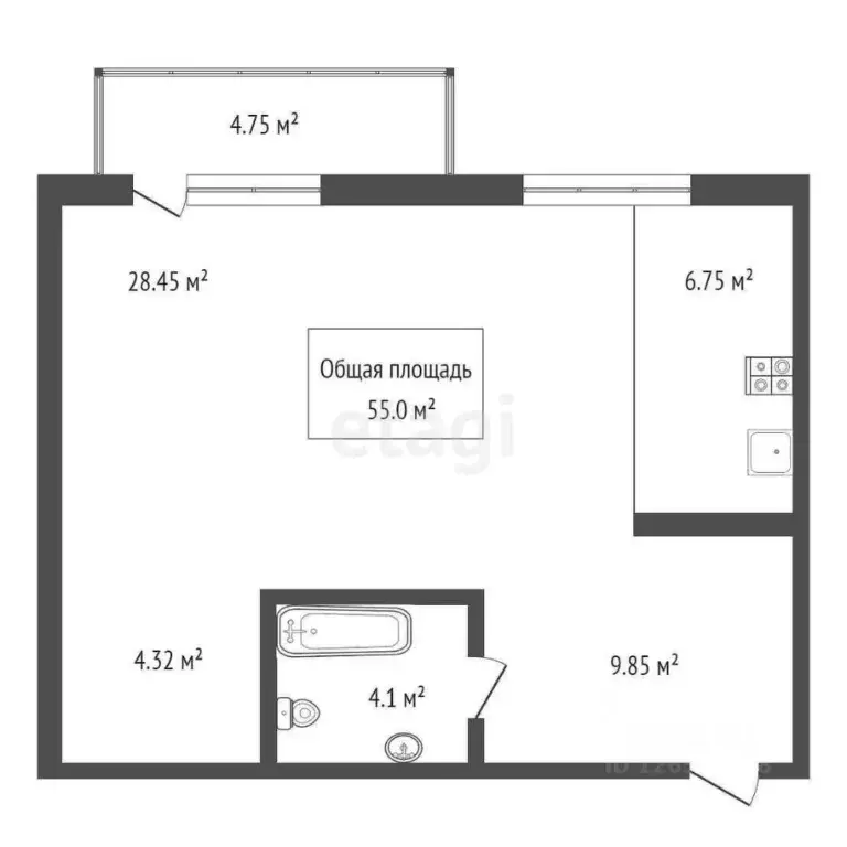 2-к кв. Новосибирская область, Новосибирск Дачное ш., 22/3 (55.0 м) - Фото 1