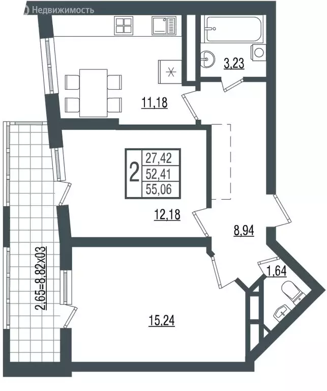 2-комнатная квартира: Краснодар, улица Красных Партизан, 4/15 (58.55 ... - Фото 1