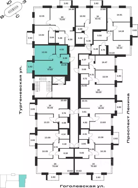 1-к кв. Тульская область, Тула Гоголевская ул., 43 (47.63 м) - Фото 1