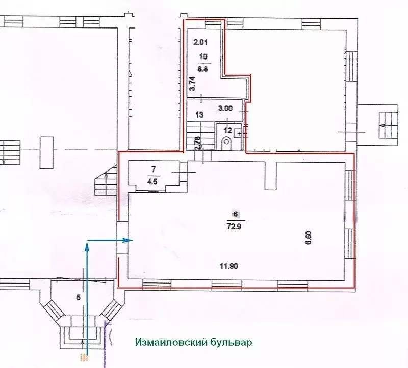 Помещение свободного назначения в Москва Измайловский бул., 12 (154 м) - Фото 1