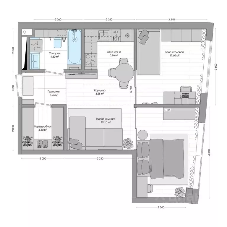 2-к кв. Приморский край, Владивосток ул. Нейбута (54.58 м) - Фото 1