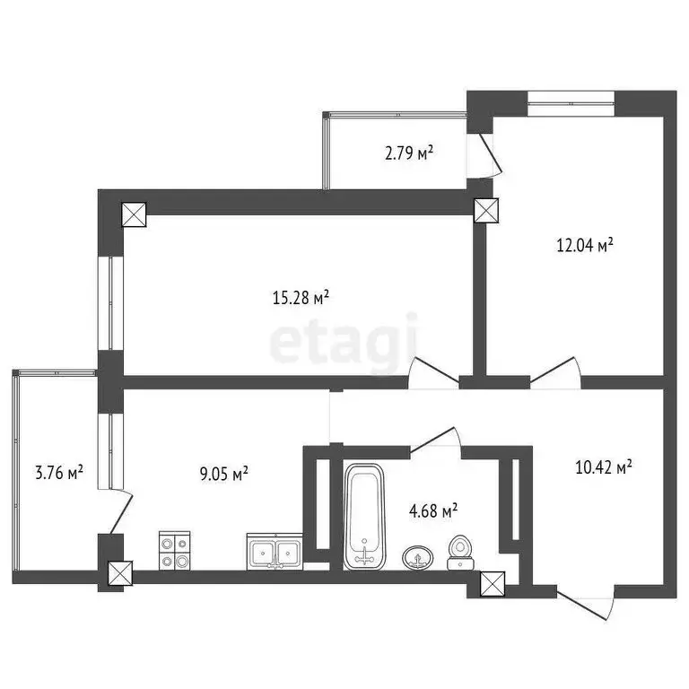2-комнатная квартира: Якутск, Вилюйский тракт, 5-й километр, 5/3 (52.4 ... - Фото 1