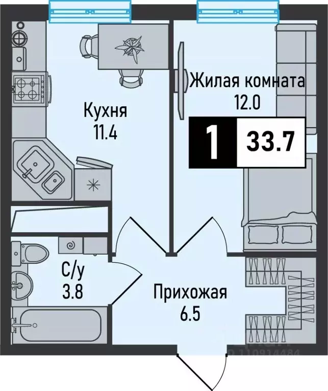 1-к кв. Ставропольский край, Железноводск городской округ, пос. ... - Фото 1