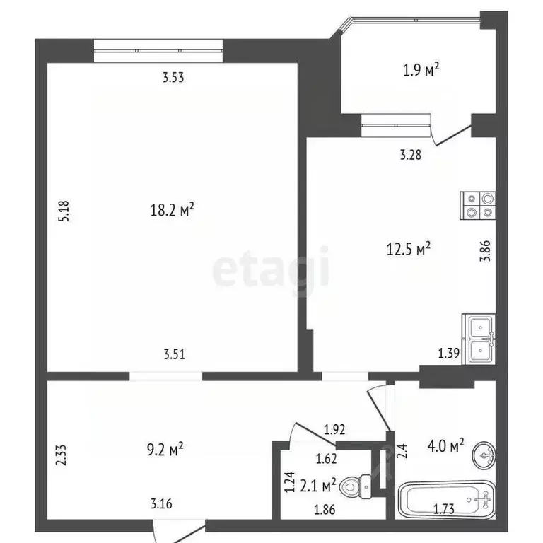 1-к кв. Томская область, Северск ул. Славского, 22 (46.0 м) - Фото 2