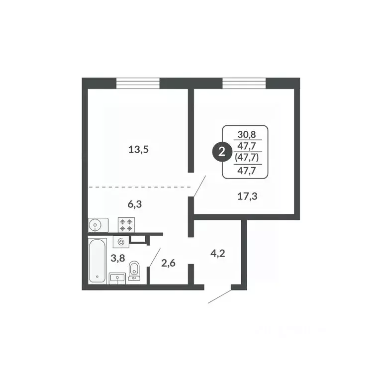 2-к кв. Кировская область, Киров Московская ул., 209 (47.7 м) - Фото 1