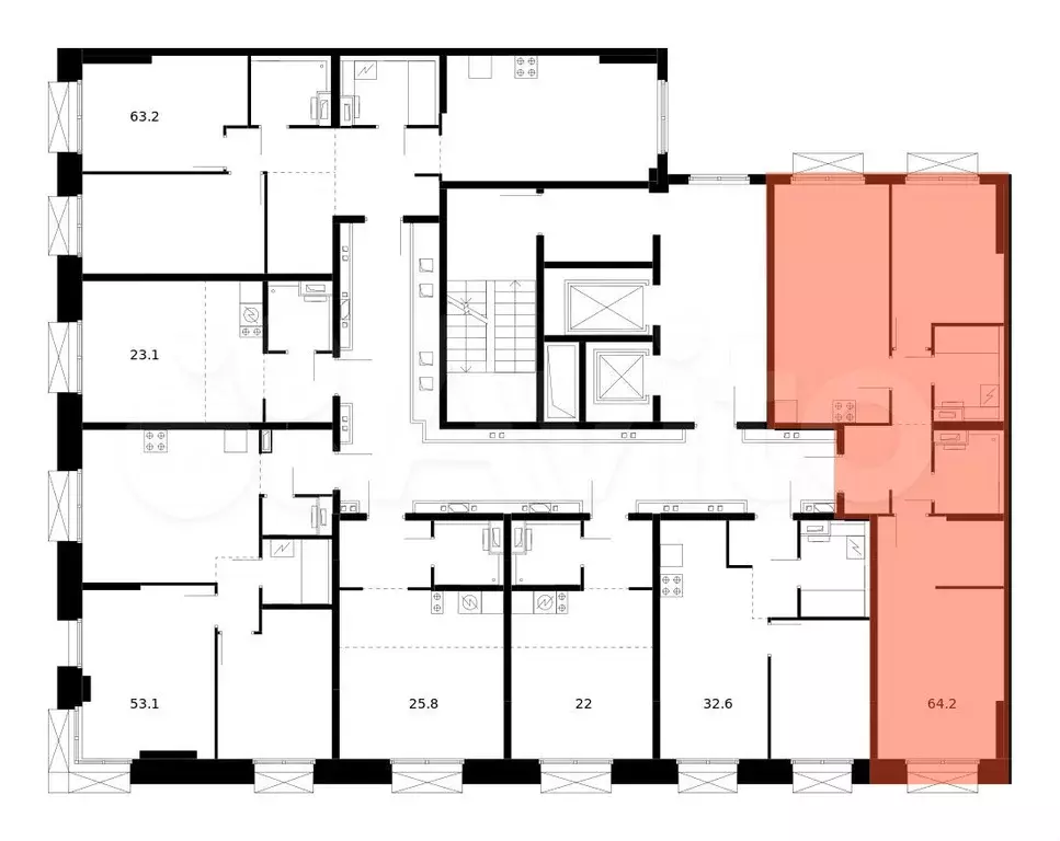 2-к. квартира, 64,2 м, 14/14 эт. - Фото 1