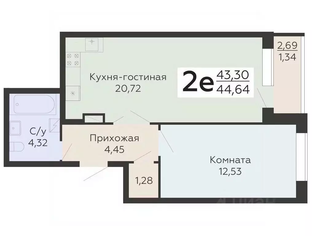 2-к кв. Воронежская область, Воронеж Никитинские сады жилой комплекс ... - Фото 0