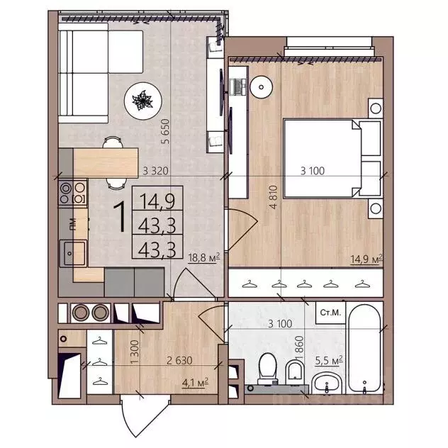 1-к кв. Рязанская область, Рязань пос. Шпалозавода, Окская Стрелка ... - Фото 1