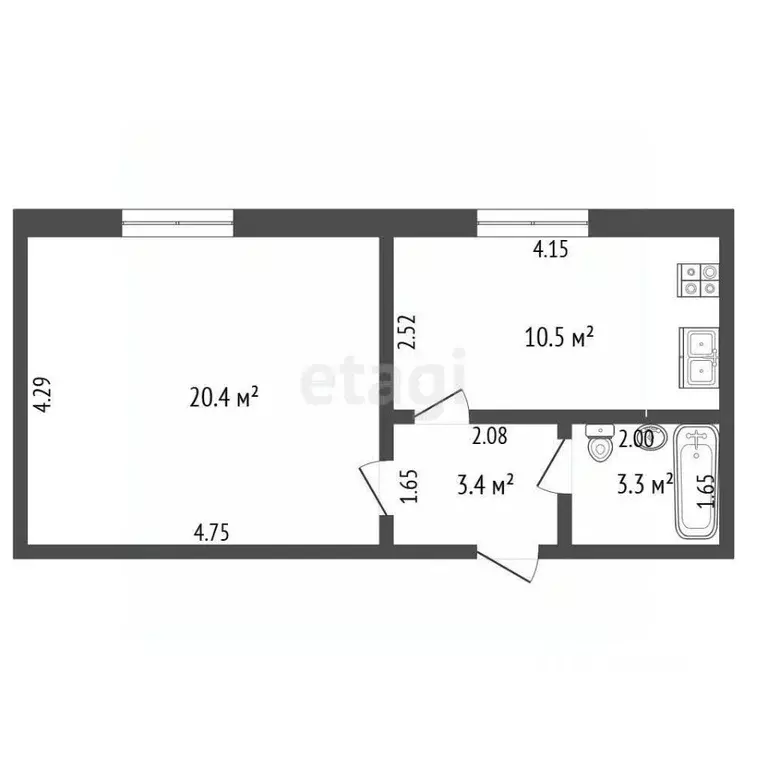 1-к кв. Ростовская область, Ростов-на-Дону Плавный пер., 18 (37.6 м) - Фото 2