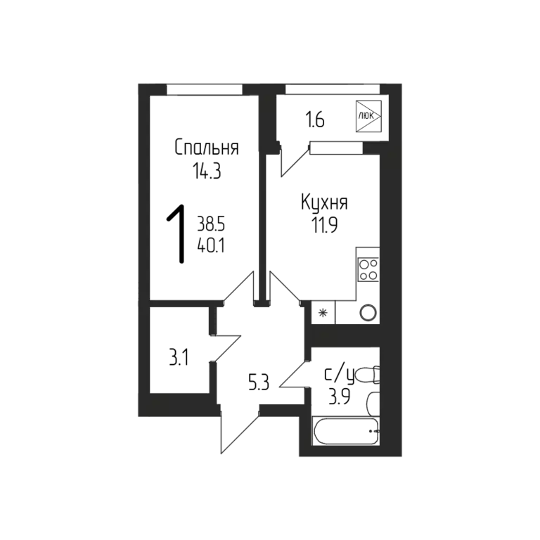 Продаётся 1-к квартира, 40.1 м - Фото 0