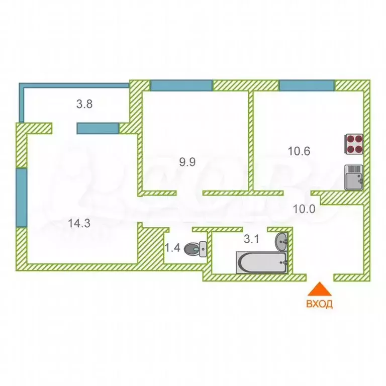 2-к. квартира, 50 м, 16/20 эт. - Фото 0