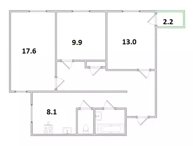 3-к кв. Санкт-Петербург ул. Савушкина, 145 (68.5 м) - Фото 1