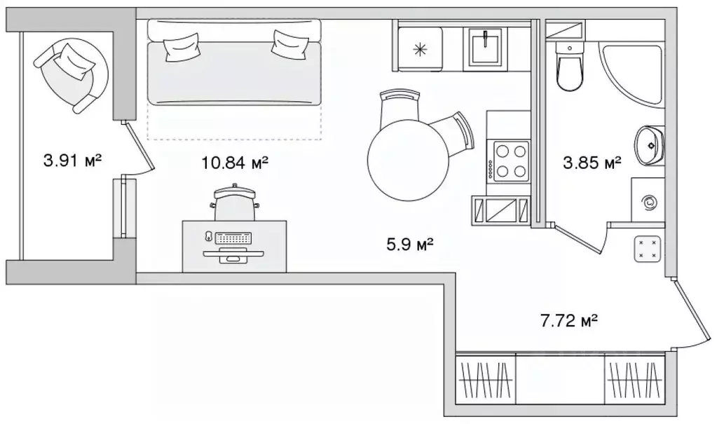 Студия Санкт-Петербург Белоостровская ул., 10к2 (32.22 м) - Фото 0