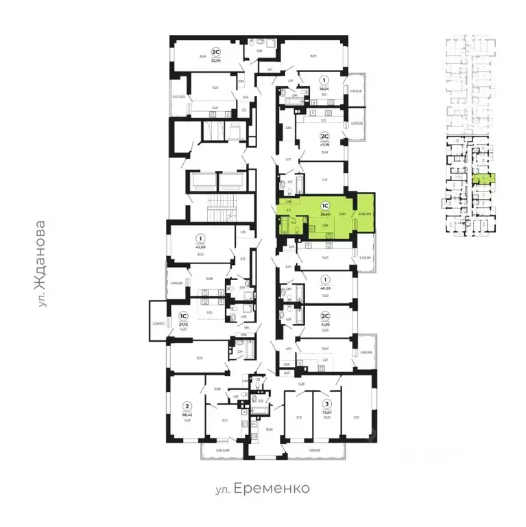 Студия Ростовская область, Ростов-на-Дону ул. Жданова, 31 (27.69 м) - Фото 2