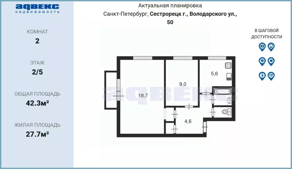 2-к кв. Санкт-Петербург, Санкт-Петербург, Сестрорецк ул. Володарского, ... - Фото 2