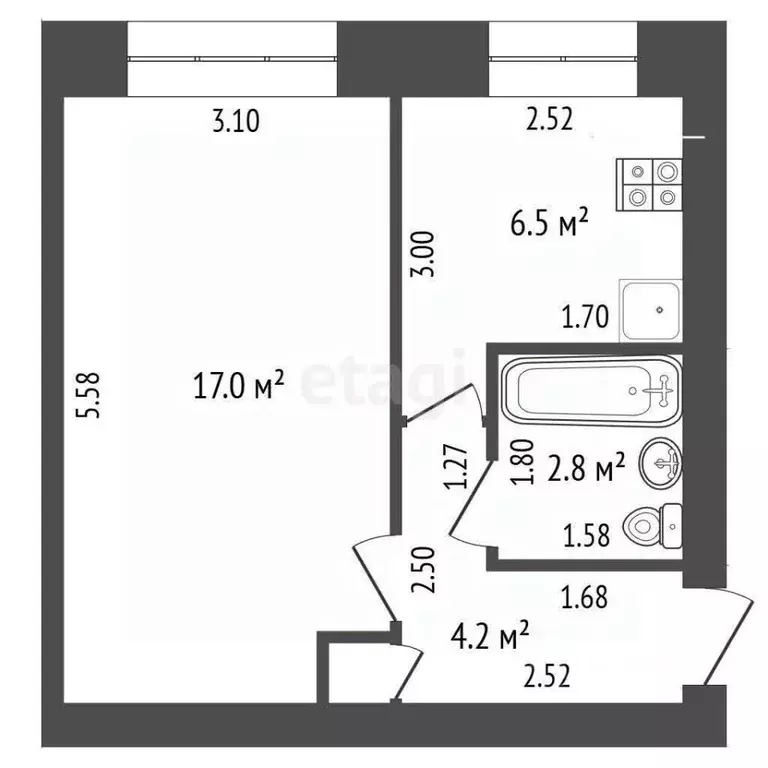1-к кв. Башкортостан, Стерлитамак Михайловский мкр, ул. Сазонова, 8 ... - Фото 1