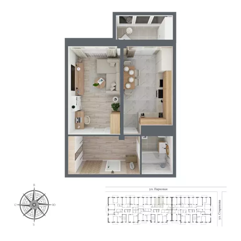 1-к кв. Карачаево-Черкесия, Черкесск Парковая ул., 10 (50.86 м) - Фото 1