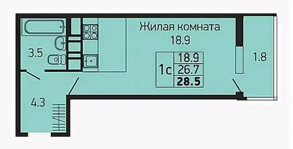 Студия Краснодарский край, Краснодар ул. Имени Героя Георгия ... - Фото 0