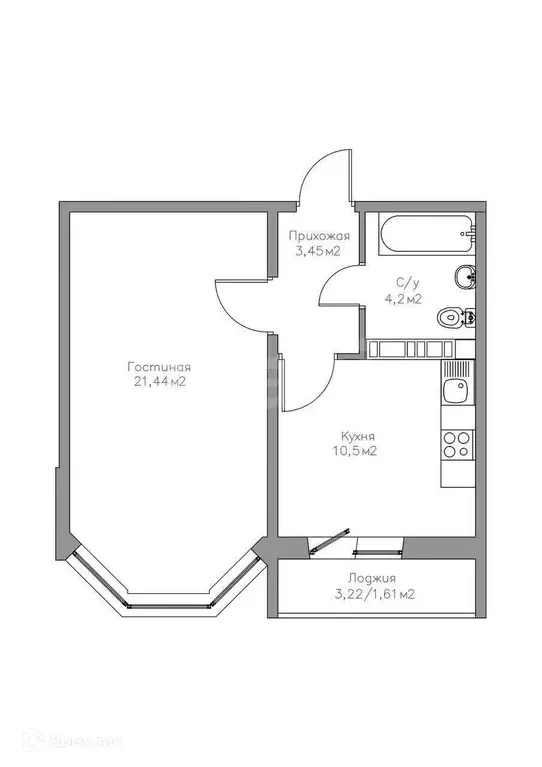 Продаётся 1-к квартира, 41.2 м - Фото 1
